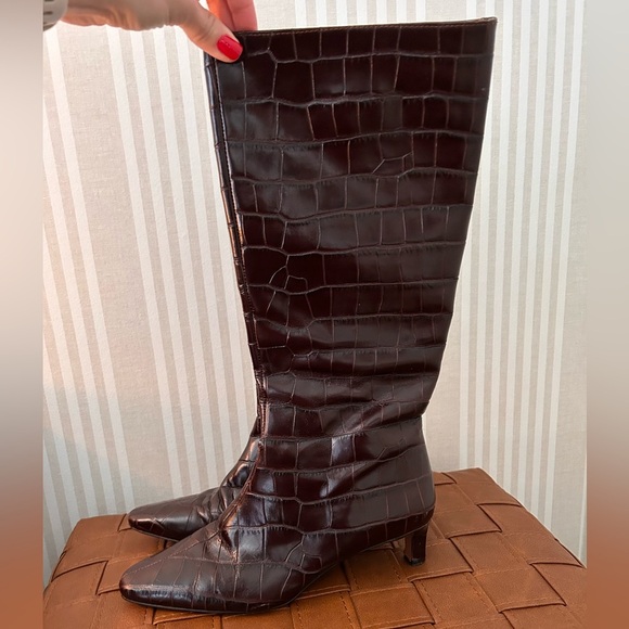 Madewell The Dimes Leather Kitten-Heel Knee Boot Chocolate Raisin Women Size 7 - Picture 5 of 15